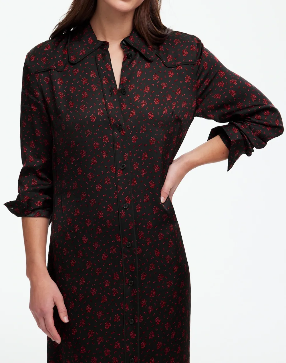 Button-Front Midi Dress In Floral