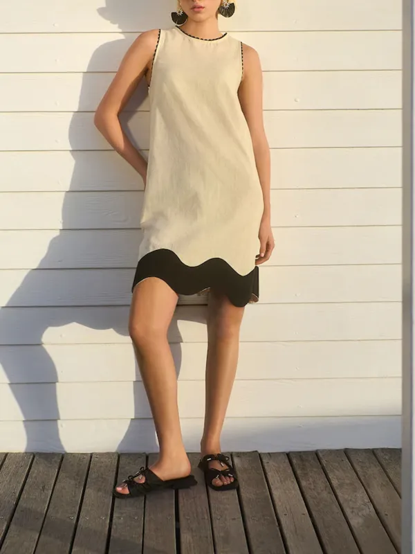 Classic Comfortable Solid Color Round Neck Straight Dress