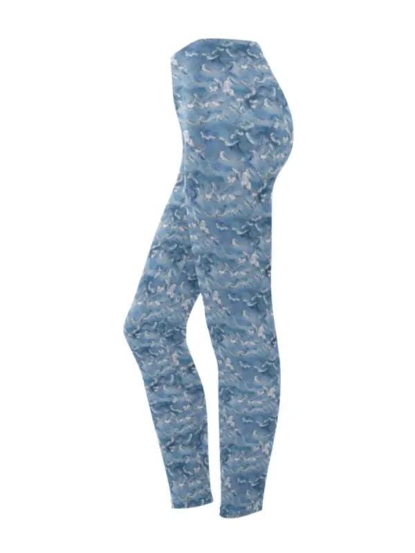 Blue Wave Print Leggings
