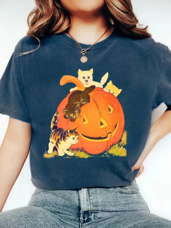 💥LAST DAY SALE 50% OFF💥Vintage 90s Cat Halloween Shirt