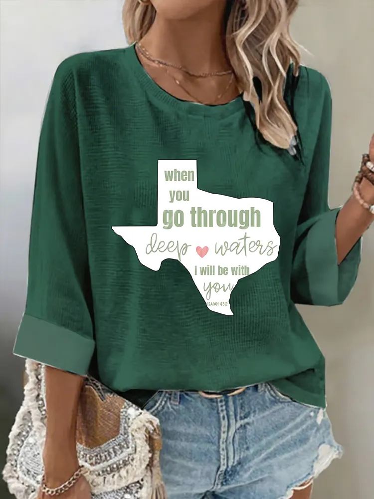 Women'S When You Go Through  Simple Loose Breathable Round Neck T-Shirt