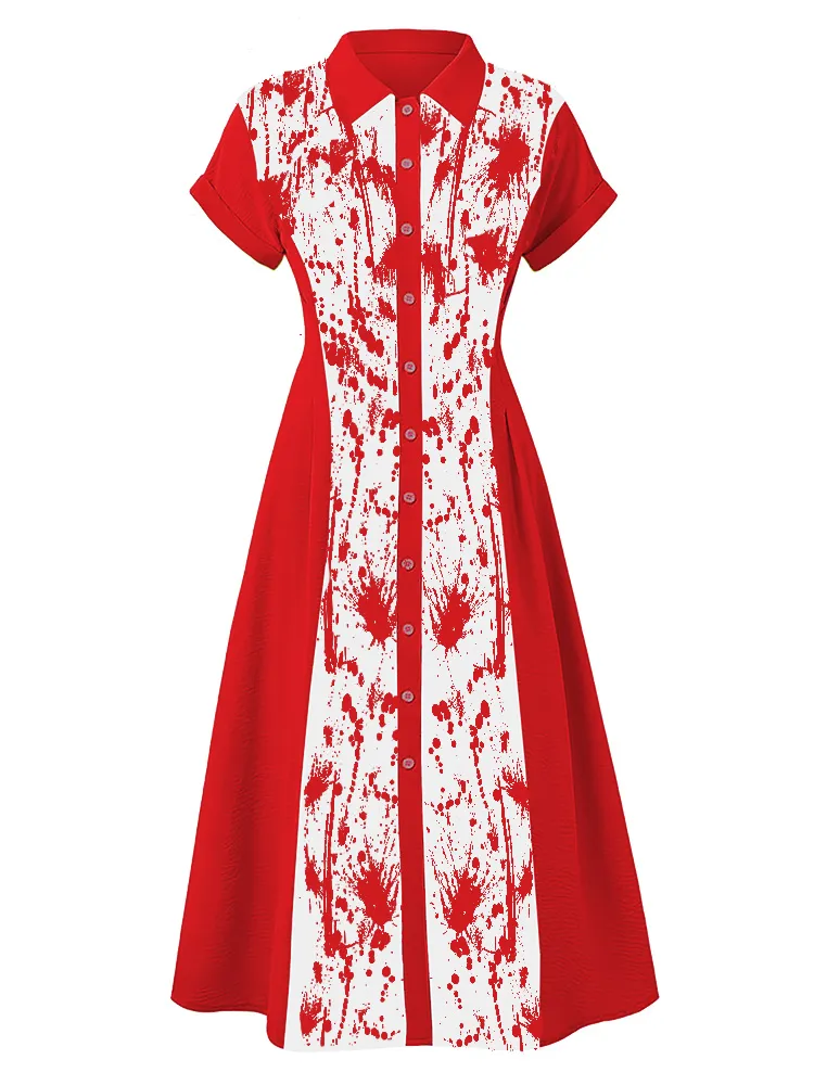 Women'S Halloween Artistic Splash Print Fitted Dress