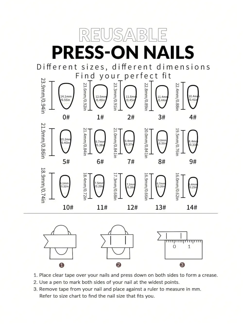 Nailhour 30Pcs Brown 3D Resin Medium Almond Press On Nails