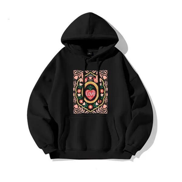 Hoodie With Colorful Love Graphic And Artistic Design