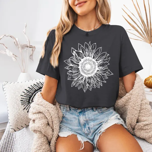 Sunflower Printed Short Sleeve T-Shirts