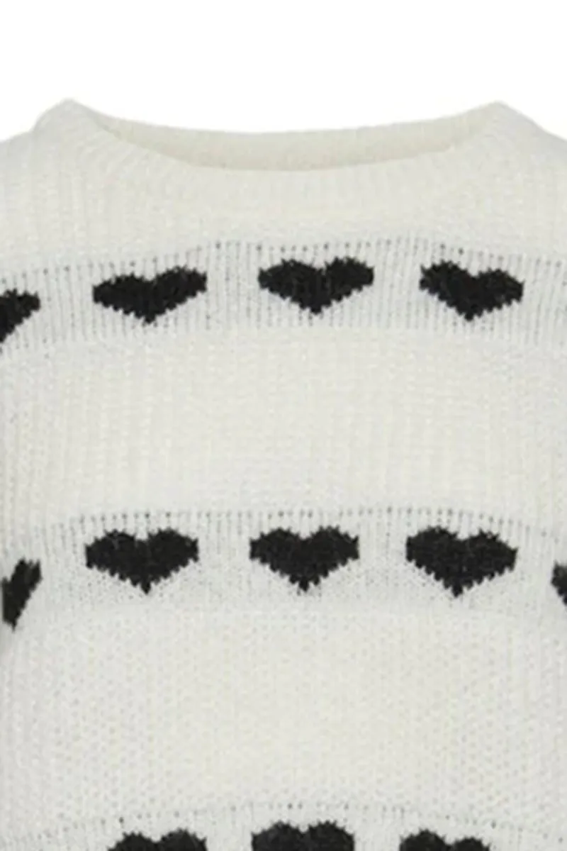 Heart Patterned Puff Sleeve Sweaters