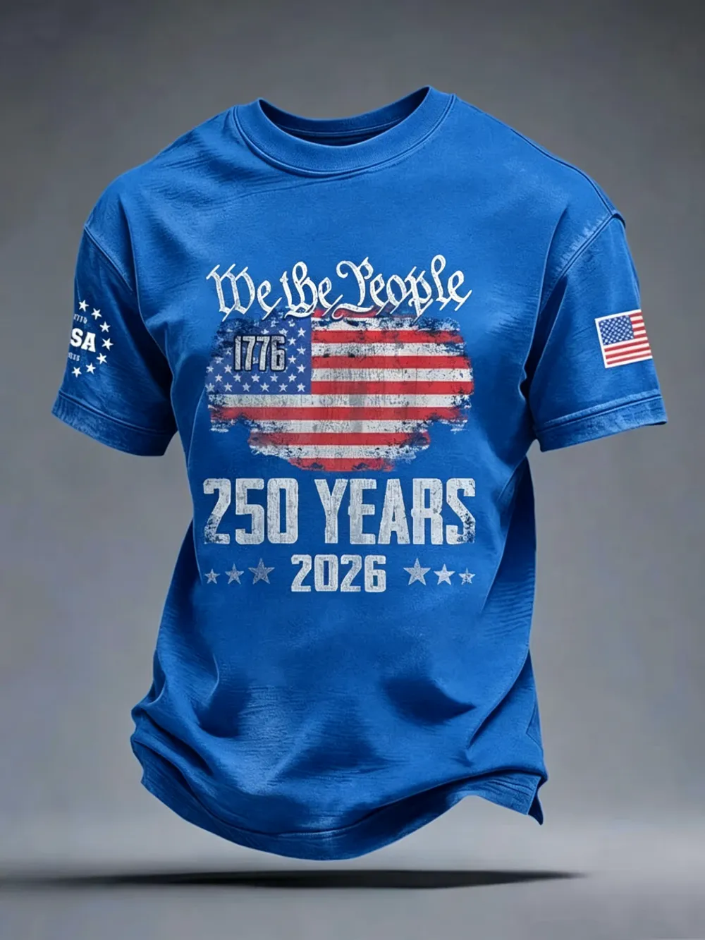 Men'S Casual American 1776-2026 Anniversary Celebration Commemorative Printed Short Sleeved T-Shirt