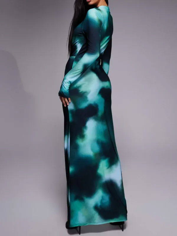 Abstract Tie Dye Slim Fit Dress