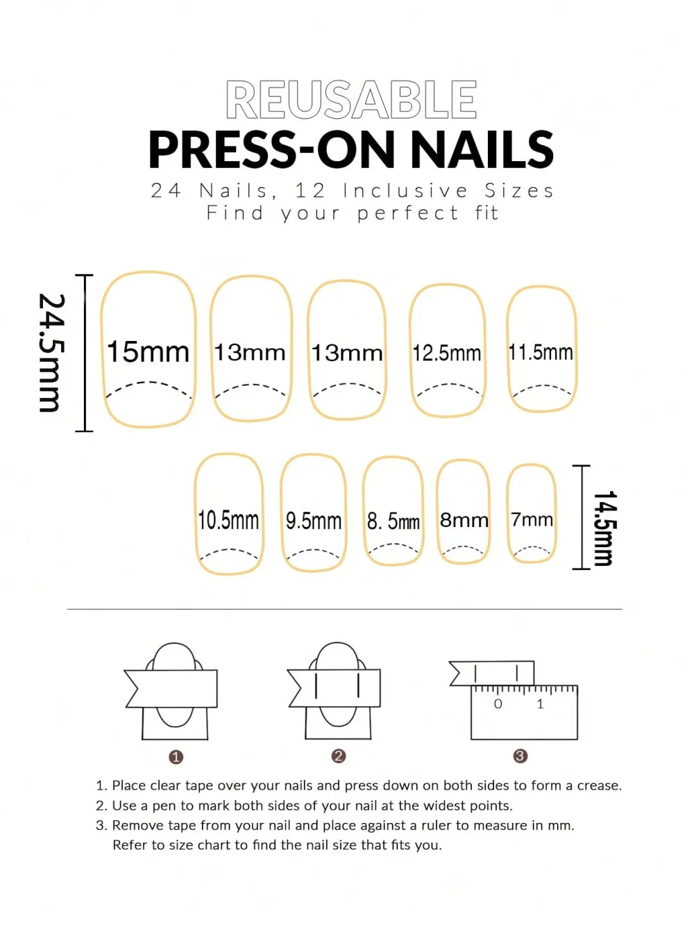 Nailhour 24Pcs Pink Medium Rectangular Fake Nails
