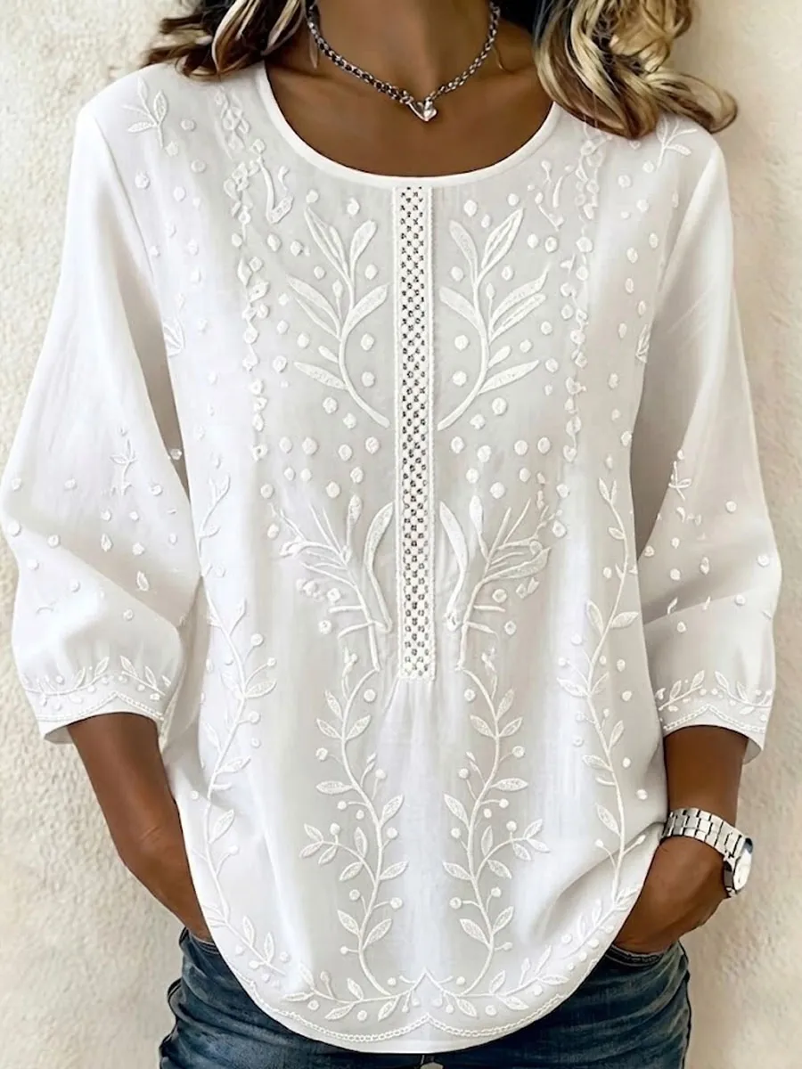 Women'S Casual Cotton And Linen Top