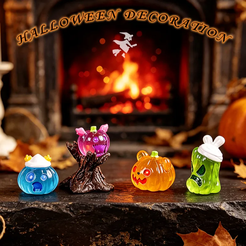 8Pcs Halloween Kawaii Luminous Mini Figurine