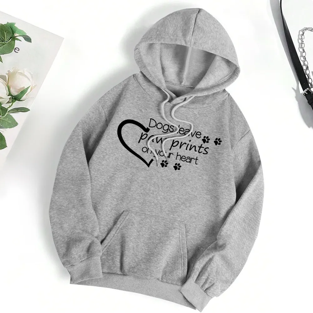 Dogs Leave Paw Prints On Your Heart Printed Hoodies