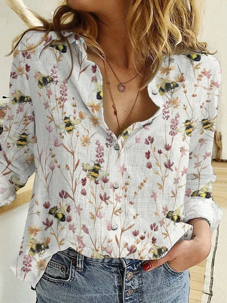 Casual Bee Floral Design Shirt