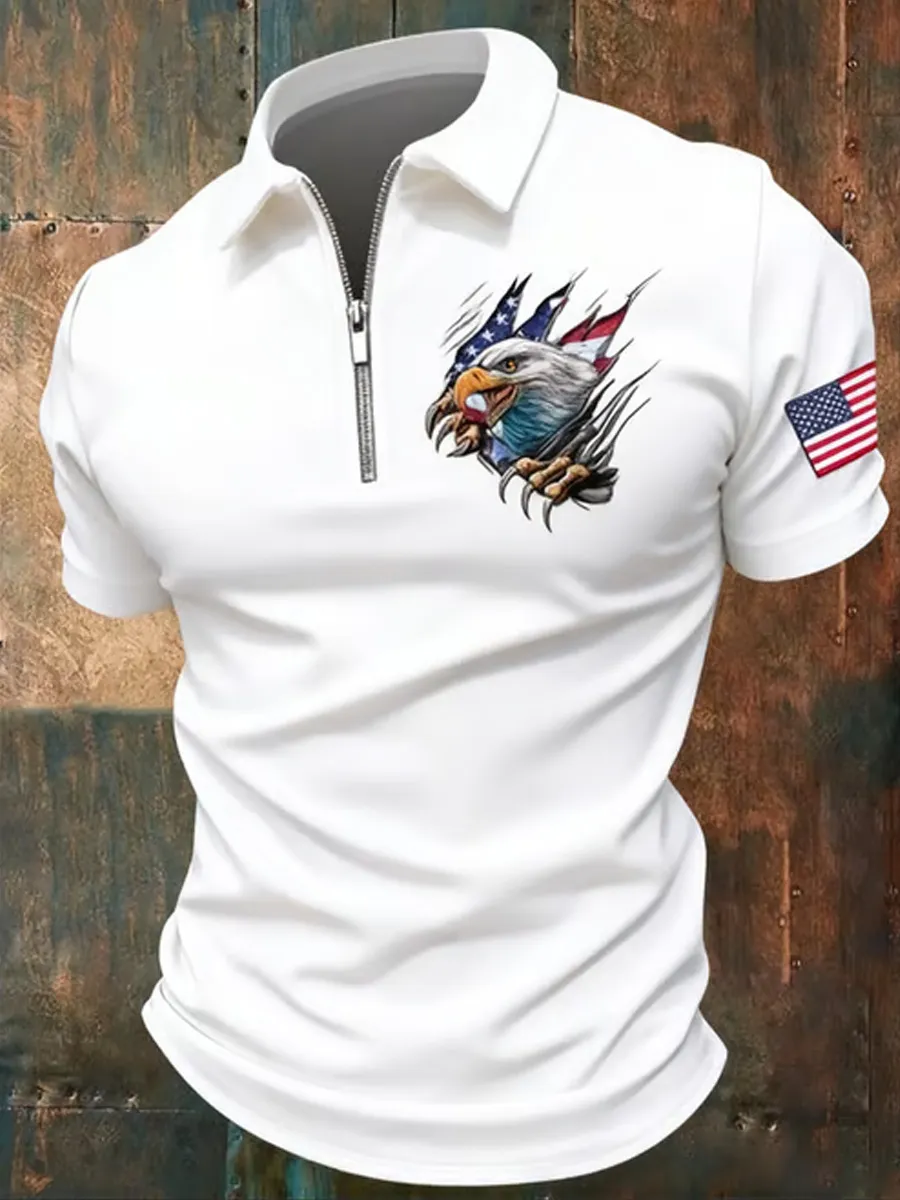 Men's America 250th Anniversary Print Casual Polo Shirt