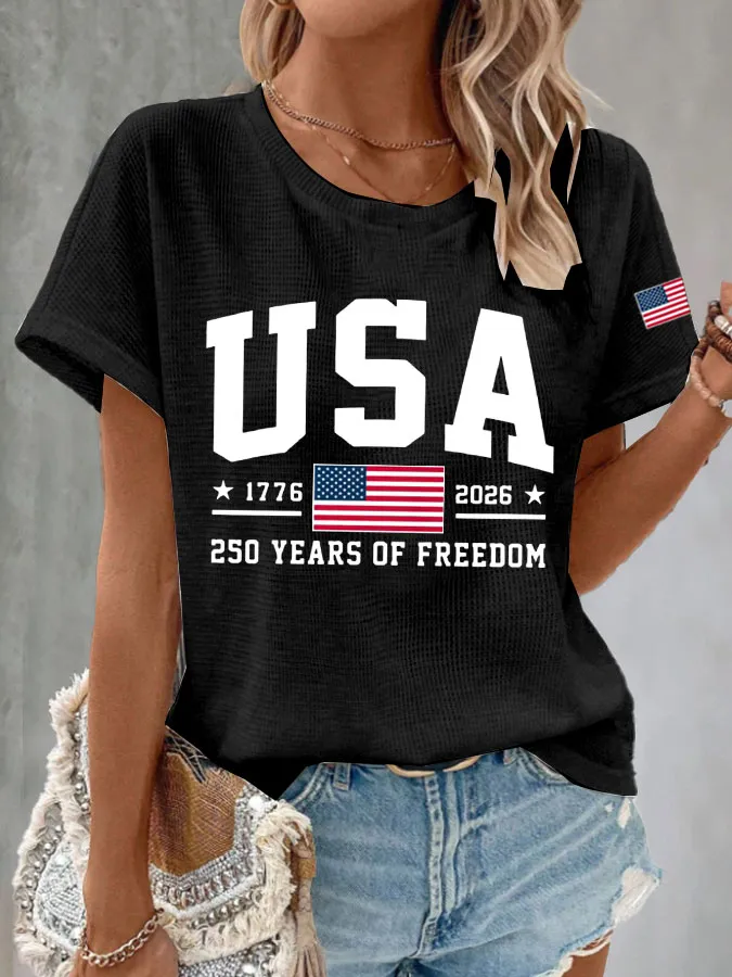 Women'S America Flag Printed Casual T-Shirt