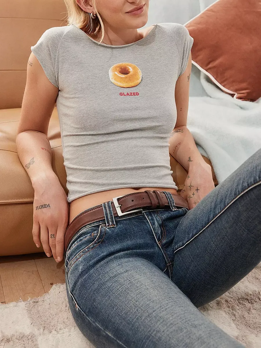 Women's Pure Cotton Solid-Color Printed Short T-Shirt