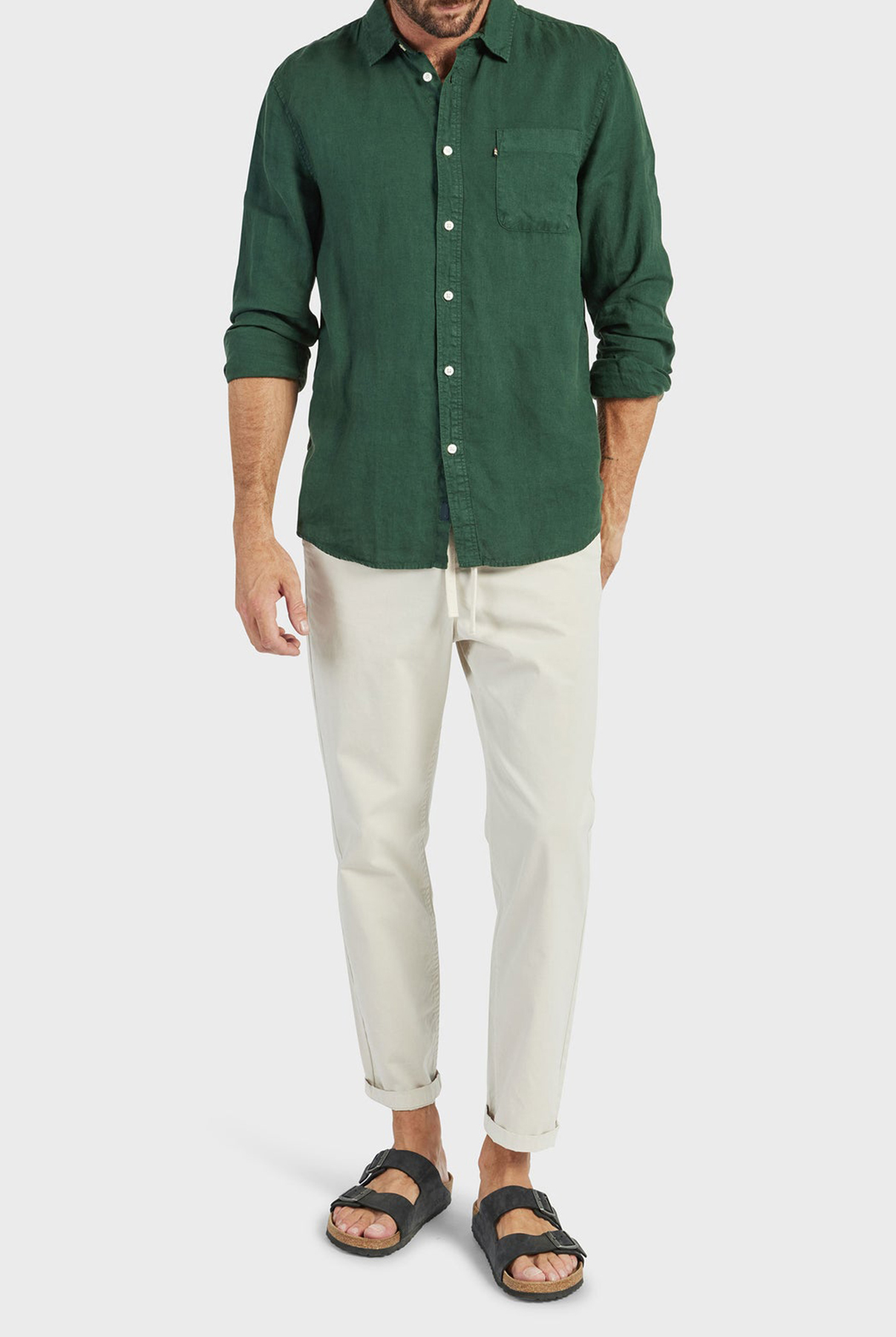 Hampton Linen Shirt-Ash grey