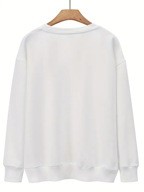 Minimalist Line Cat Print Long Sleeve Women Sweatshirt