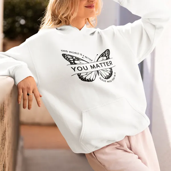 Butterfly Printed Long Sleeved Hoodies