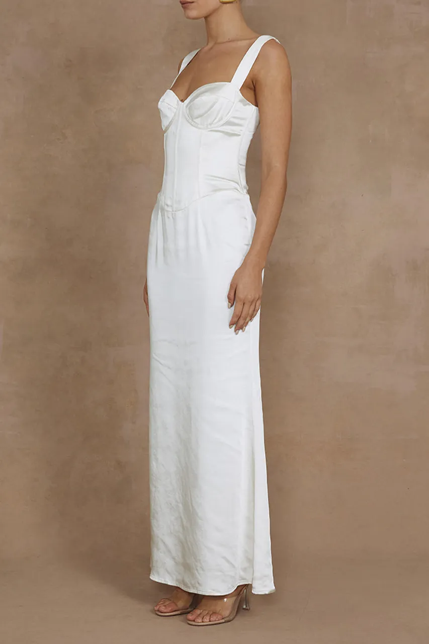 Sweetheart Neck Satin Finish Maxi Dress