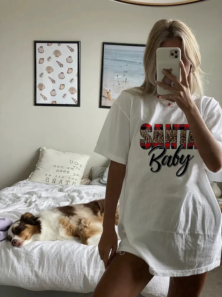 Women's Santa Baby Back Print T - Shirt