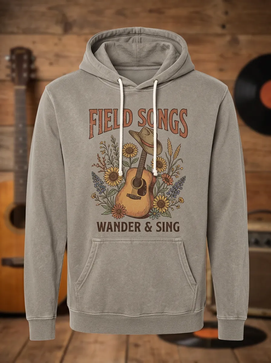Cowboy-Hat Sunflower Unisex Country Music Pullover Hoodie