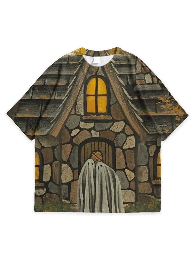 Men'S Halloween Vintage Art Death'S Chains Simple Round Neck Top Tshirt