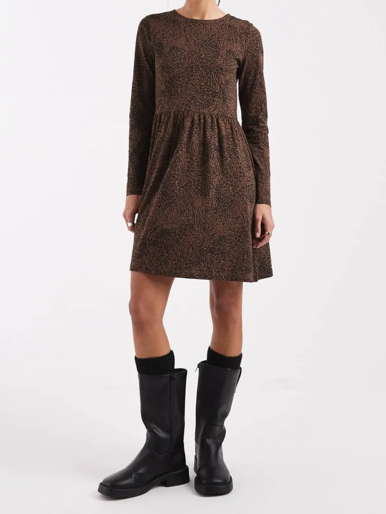 Animal Print Round Neck Dress