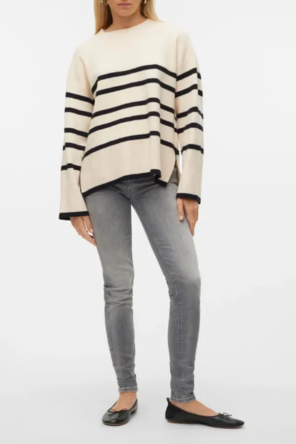 Striped Crew Neck Knit Sweaters