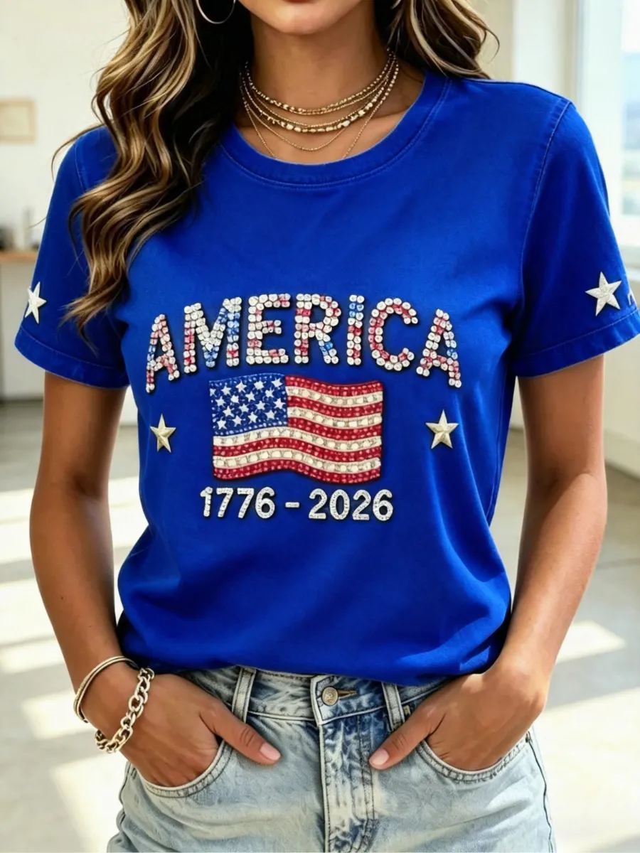 Women's Casual 250th Anniversary Independence Day Printed T-shirt