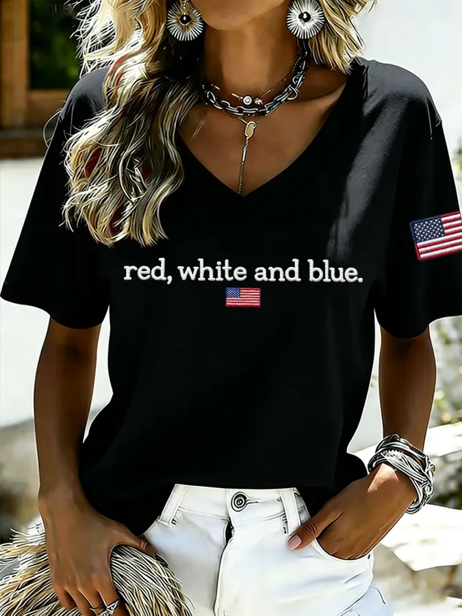 Women's Independence Day Print Casual T-shirt