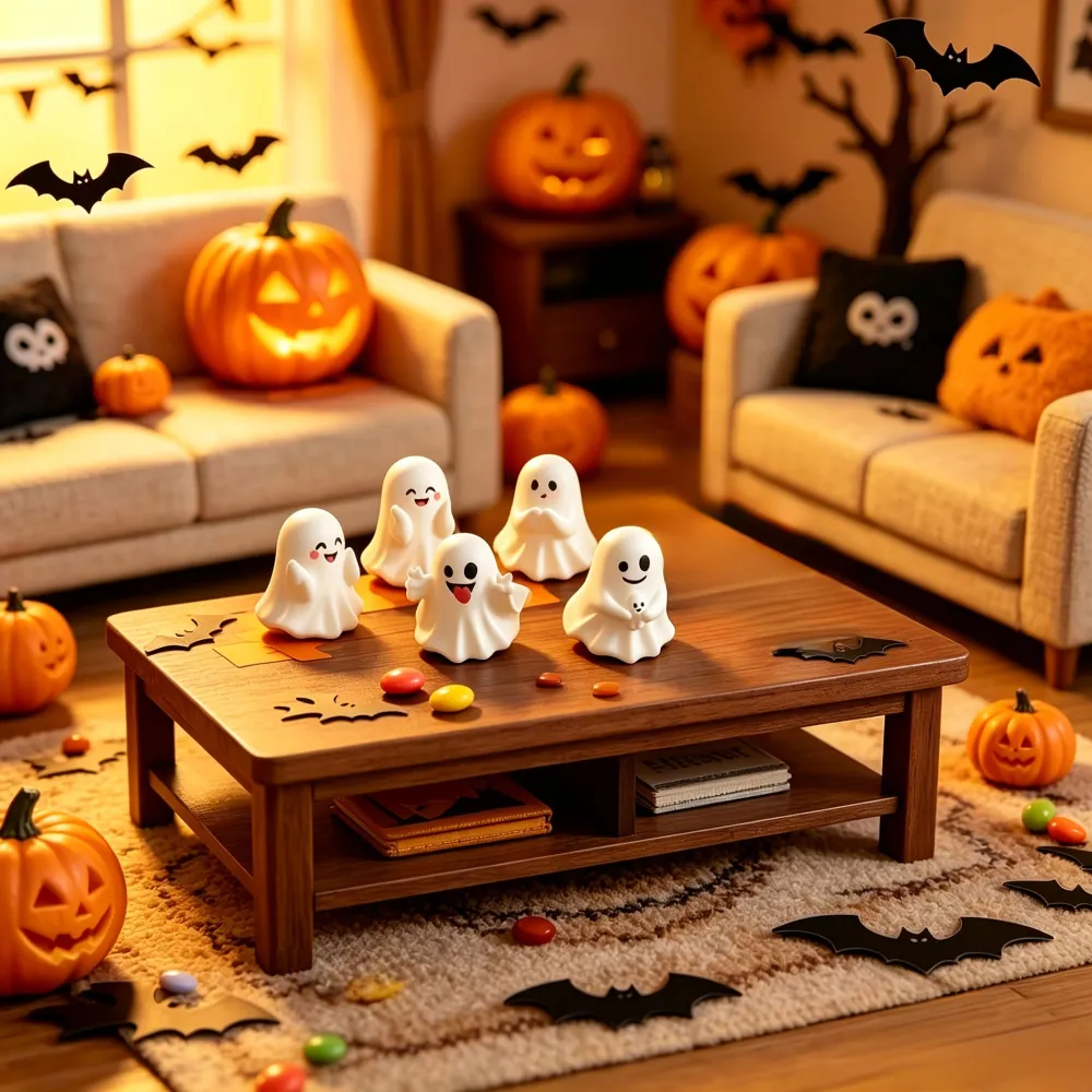 5Pcs Halloween Funny Ghost Figurines And Creative Desktop Decorations