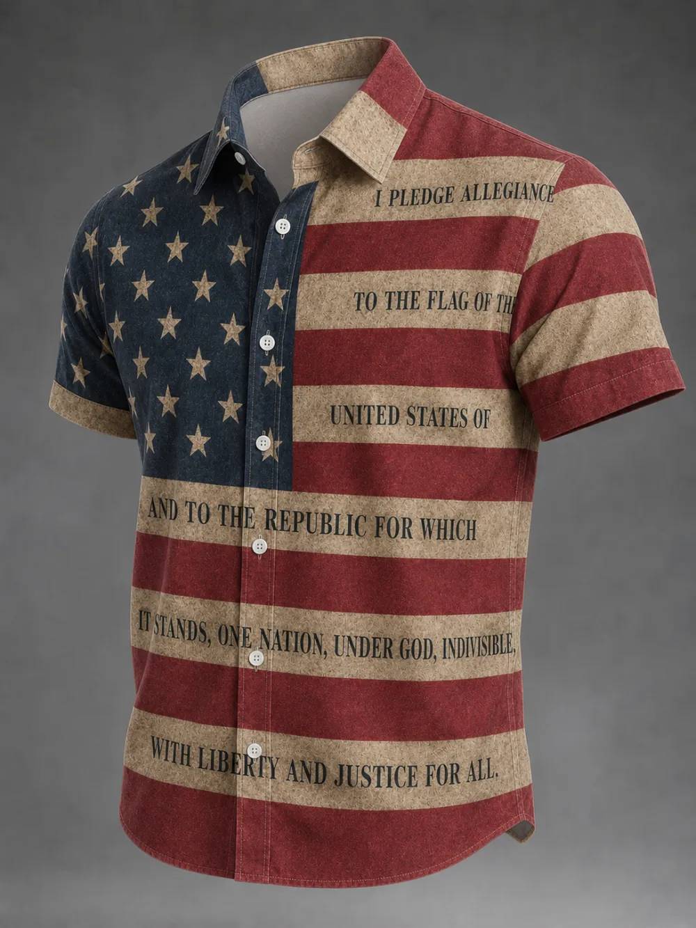 Men'S Casual American 250Th Anniversary Personalized Printed Lapel Shirt