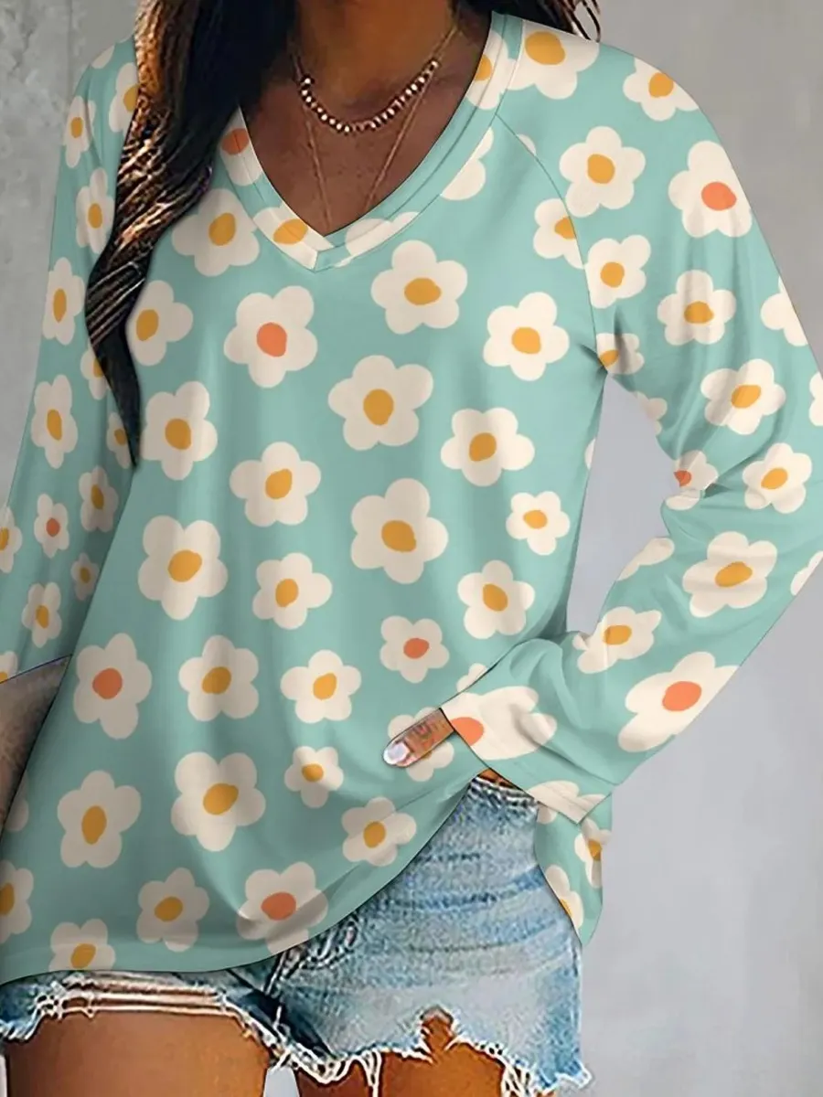 Daisy Print Casual T-Shirt