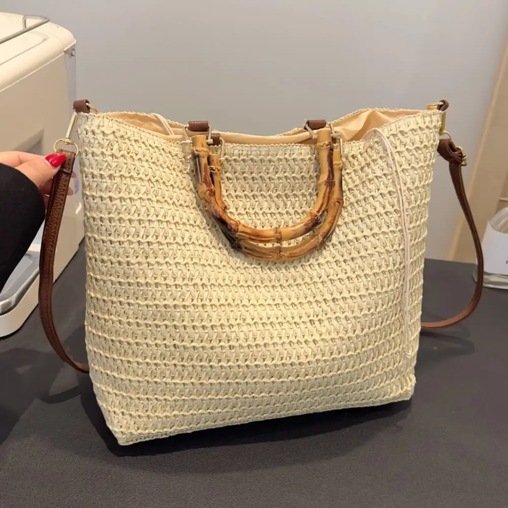 Bamboo Handle Handbag Shoulder Bag