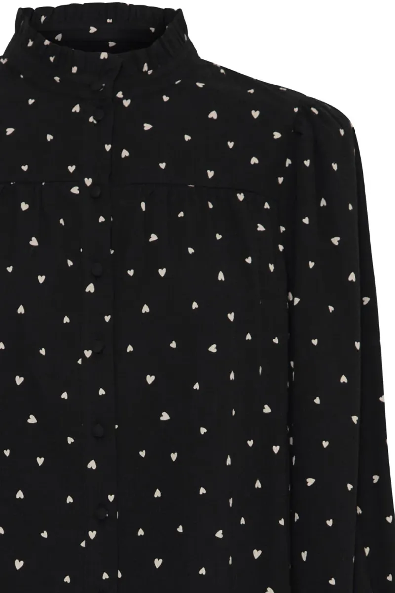 Dot Patterned Puff Sleeve Shirts