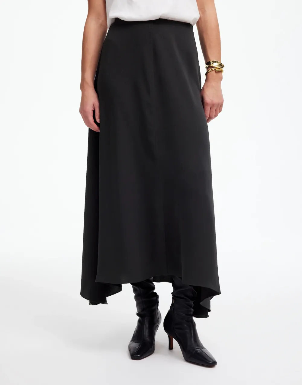 Asymmetric Pleated Wrap Maxi Skirts