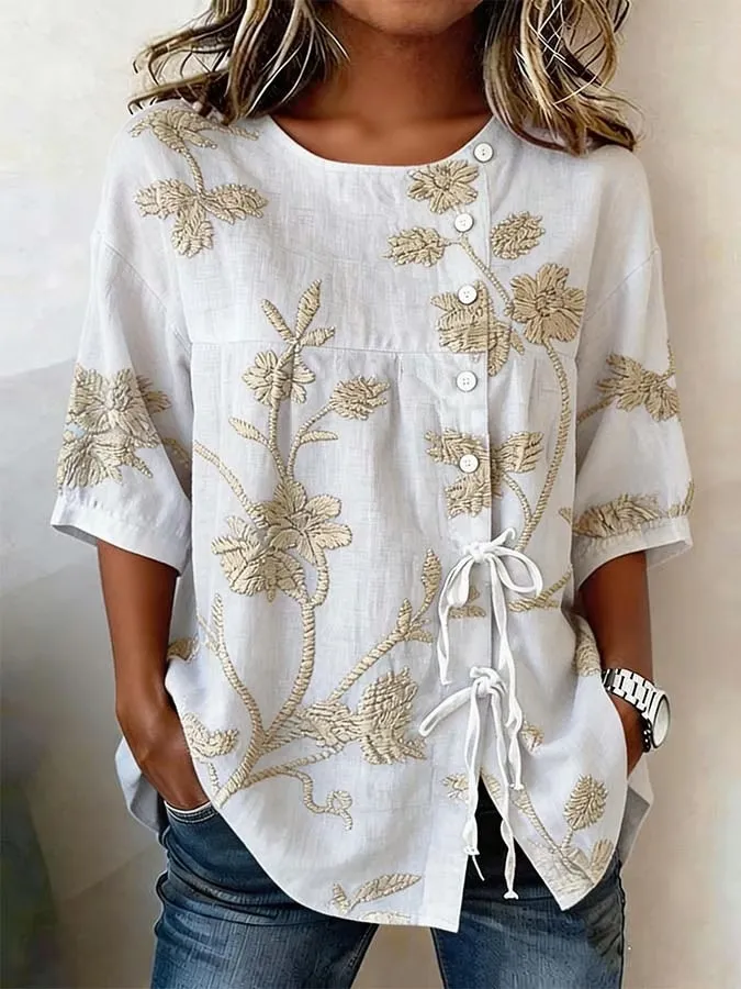 Women's Retro Casual Printed Shirt