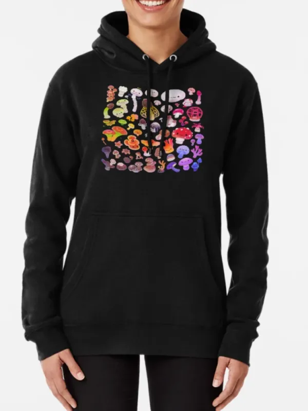 Colorful Cute Mushroom Graphic Hoodie