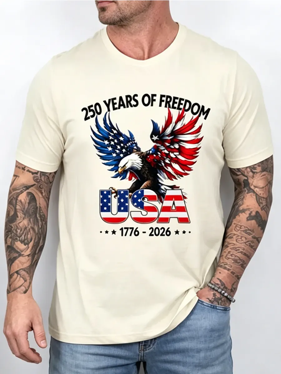 250 Years Of Freedom Usa T-Shirt, 1776–2026 Bald Eagle Patriotic Tee, Patriotic Floral Eagle Stars Flag Sublimation, American Gift Ideas