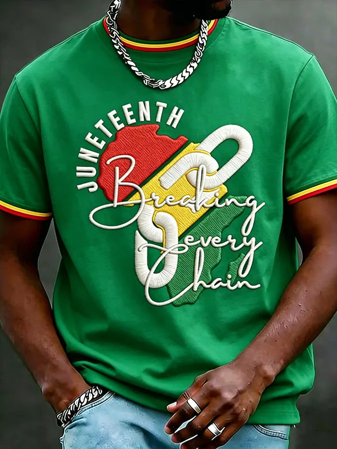 Men's Juneteenth Print Casual T-Shirt