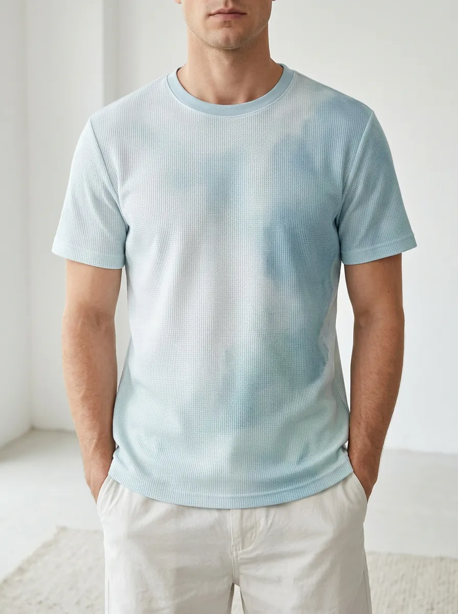 Men's Tie-dye Waffle Knit Original Crew Neck T-Shirt