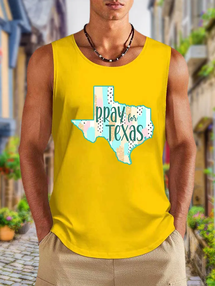 Men'S Simple Style PRAY TEXAS Soft And Comfortable Crew Neck Vest