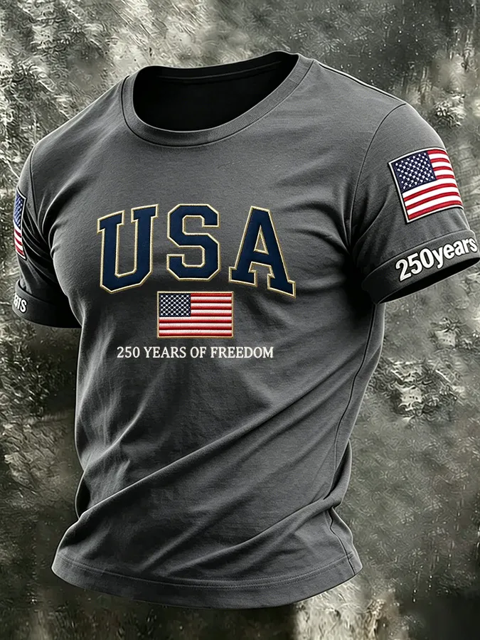 Men'S America Flag Printed Casual T-Shirt