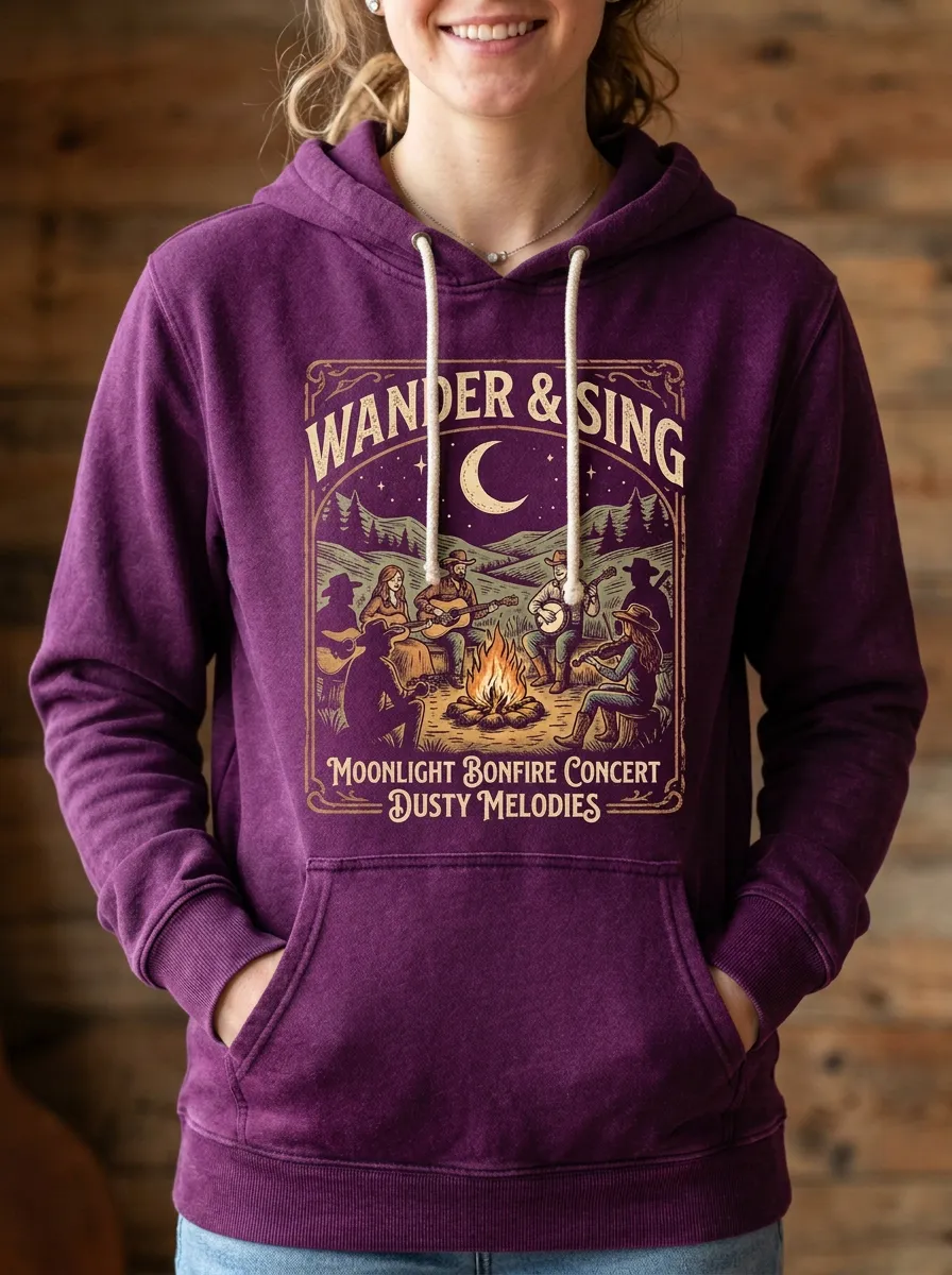 Campfire Moon Unisex Country Music Pullover Hoodie