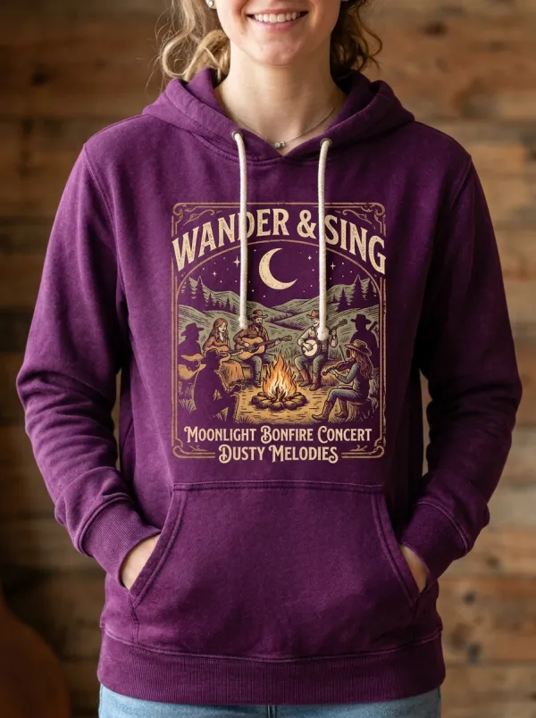 Campfire Moon Unisex Country Music Pullover Hoodie