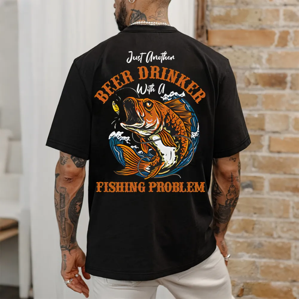 Fishing Print On The Back T-Shirts
