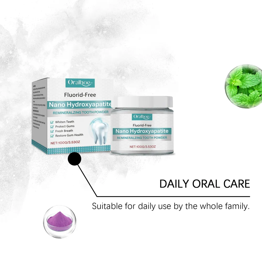 Oralhoe Tooth Powder: Gently cleans teeth, cares for the oral cavity, delivers long-lasting freshness, and leaves teeth with a bright, clean luster.-A8