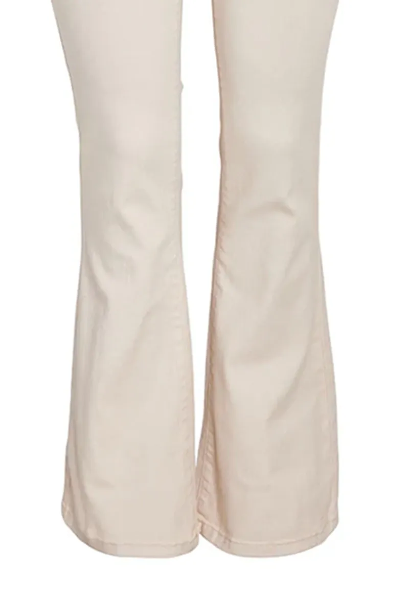 White High Waisted Slim Fit Flared Jeans
