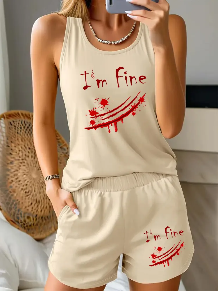 Women'S I'M FINE HALLOWEEW Daily Simple All-Match Vest Set